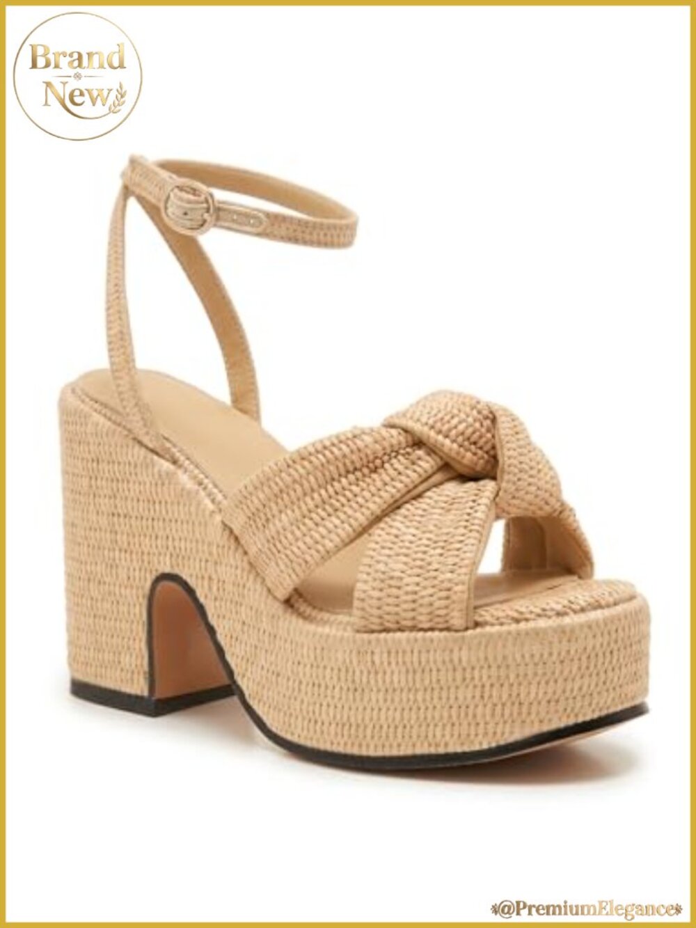 Raffia Woven Platform Heeled Sandals